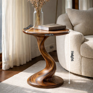 Solid Wood Sculptural Accent Table Organic Twist Design for Living Room Seating