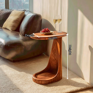 Waterfall Solid Wood Side Table with Tray Top for Living Room Decor