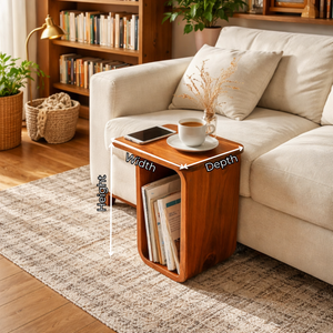 Sculptural Solid Wood Side Table for Living Rooms and Reading Corners