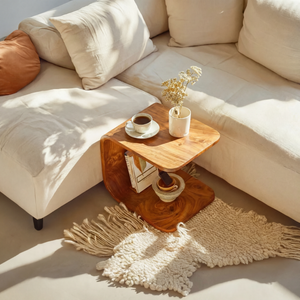 Solid Wood Sculptural Side Table for Modern Living Rooms and Lounging Spaces
