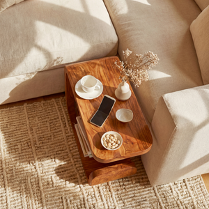 Sculptural Solid Wood Side Table for Cozy Living Rooms and Reading Spaces