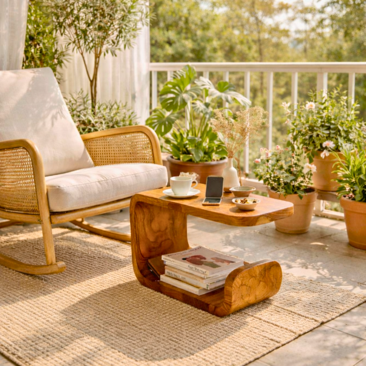 Sculptural Solid Wood Side Table for Cozy Living Rooms and Reading Spaces