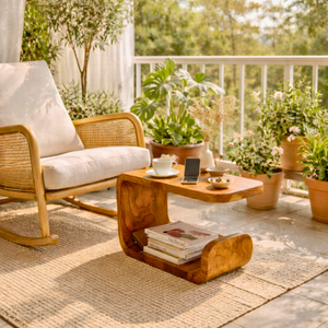 Sculptural Solid Wood Side Table for Cozy Living Rooms and Reading Spaces