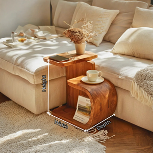 Sculptural Solid Wood Side Table for Modern Living Rooms and Cozy Corners