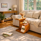 Sculptural Solid Wood Side Table for Modern Living Rooms and Cozy Corners