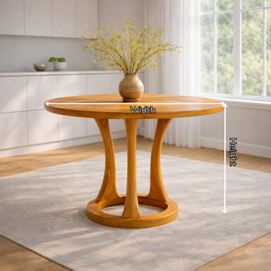 Round Solid Wood Dining Table with Ring Base Design for Dining Room