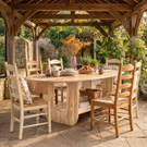Oval Solid Wood Dining Table with Sculptural Base and Storage Shelf for Dining Room