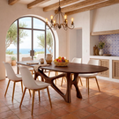 Solid Wood Dining Table with Artistic Branch Style Base for Dining Room