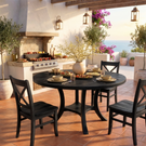 Round Solid Wood Dining Table with Curved Pedestal Base for Dining Room
