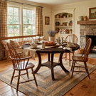 Round Solid Wood Dining Table with Curved Pedestal Base for Dining Room