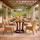 Round Solid Wood Dining Table with Ring Base Design for Dining Room