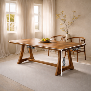 Rectangular Solid Wood Dining Table with Minimalist Frame Base for Dining Room