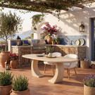 Oval Solid Wood Dining Table with Curved Sculptural Legs for Dining Room