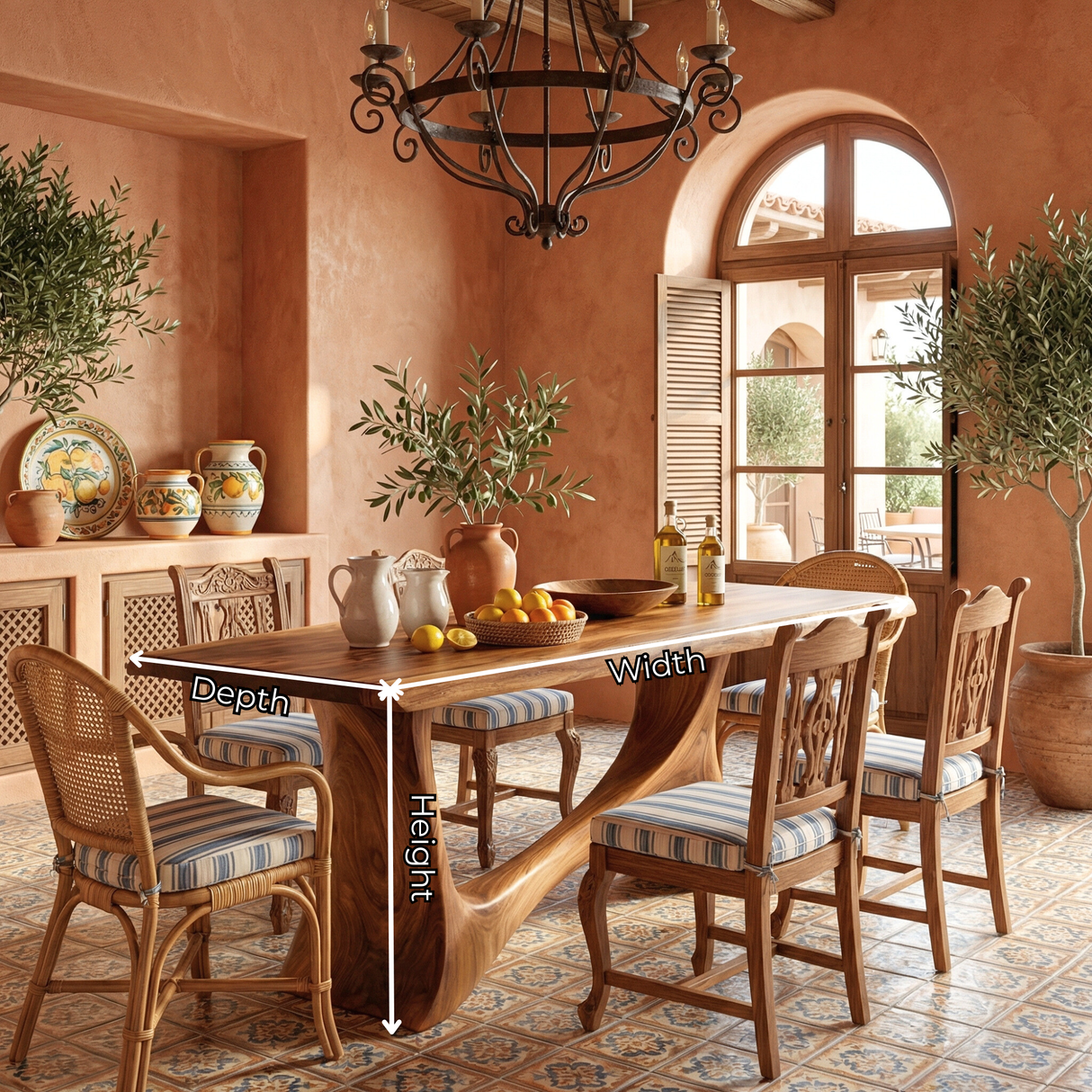 Live Edge Solid Wood Dining Table with Sculptural Base for Dining Room
