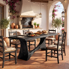 Live Edge Solid Wood Dining Table with Sculptural Base for Dining Room