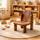 Solid Wood Kids Chair with Rounded Sides for Playrooms or Classrooms