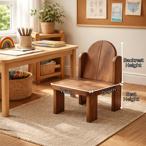 Solid Wood Kids Chair with Rounded Sides for Playrooms or Classrooms