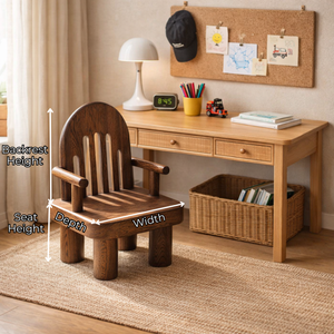 Solid Wood Kids Chair with Open Slat Back for Playrooms or Classrooms
