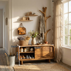 Handcrafted Solid Wood Shoe Cabinet with Coat Rack for Entryway and Hallway