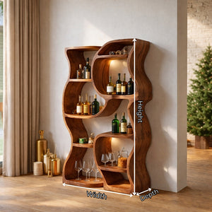 Handcrafted Solid Wood Wine Storage Shelf with Organic Open Display Design
