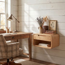Handcrafted Solid Wood Floating Nightstand with Drawer and Open Storage for Bedroom