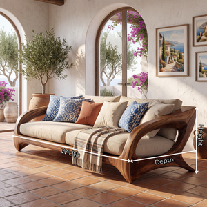 Solid Wood Sofa with Sculptural Open Frame for Reading Room