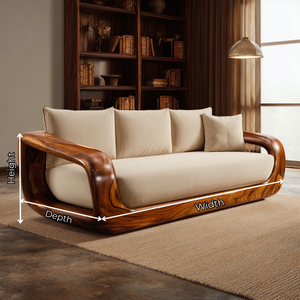 Solid Wood Lounge Sofa with Continuous Curved Frame for Reading Room