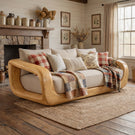 Solid Wood Lounge Sofa with Continuous Curved Frame for Reading Room