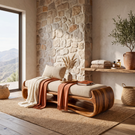 Sculptural Solid Wood Bench with Flowing Open Base for Living Space