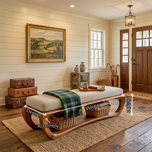 Organic Solid Wood Bench with Sculptural Open Base for Living Space