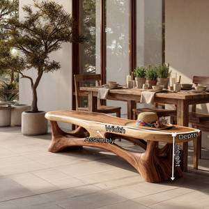 Organic Solid Wood Entryway Bench with Sculptural Open Base Design