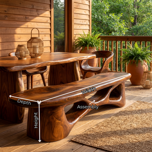 Sculptural Solid Wood Entryway Bench with Flowing Open Base Design