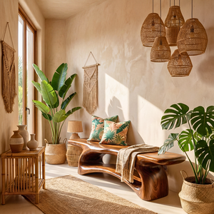 Natural Solid Wood Entryway Bench with Sculptural Open Base Design