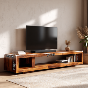 Minimalist Solid Wood TV Cabinet with Open Storage Shelf for Living Room