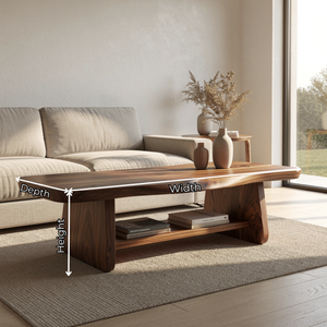 Solid Wood Coffee Table with Tapered Legs and Open Shelf