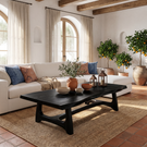Live Edge Solid Wood Coffee Table with Sculptural Base
