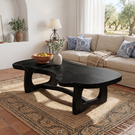 Organic Solid Wood Coffee Table with Asymmetrical Live Edge Top