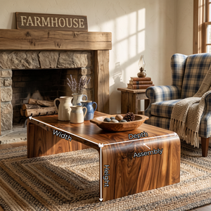 Solid Wood Coffee Table with Waterfall Side Panels