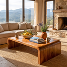 Solid Wood Coffee Table with Waterfall Side Panels