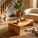 Solid Wood Coffee Table with Waterfall Side Panels