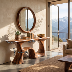 Organic Solid Wood Console Table with Sculptural Open Base