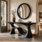 Organic Solid Wood Console Table with Sculptural Open Base