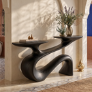 Sculptural Solid Wood Console Table with Flowing Curved Form