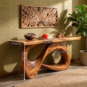 Solid Wood Console Table with Organic Loop Base