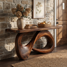 Solid Wood Console Table with Organic Loop Base