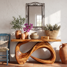 Solid Wood Console Table with Organic Loop Base