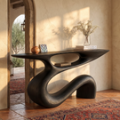 Solid Wood Console Table with Flowing Open Sculptural Base