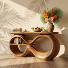 Solid Wood Console Table with Infinity Loop Base and Display Shelf