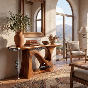Solid Wood Console Table with Sculptural Open Arch Base