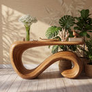 Solid Wood Console Table with Curved Loop Sculptural Base